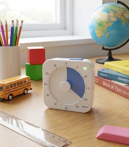 60 Minute Visual Timer for Kids - Premium Countdown Timer with Magnetic Back & Pause Function, Silent Operation for Classroom Teaching Home, Time Management Tool(Batteries Included) (Blue)