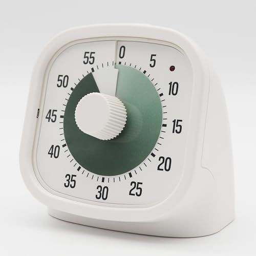 Tiempo Square 60-Minute Visual Analog Timer, Pause Function, 6 Alarm Modes, Magnetic Productivity Focus Desk Timer for Kids, ADHD, Study, Work, Kitchen, Dark Green