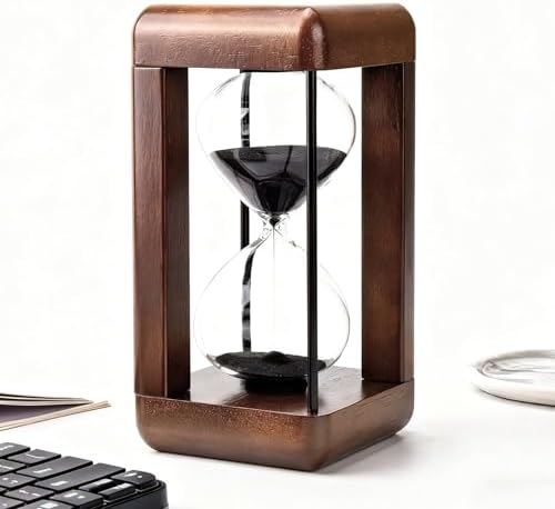 Hourglass Timer 60 Minute,Large Premium Walnut Sand Timer,Decor for Home, Desk,Office, Wedding Decor (Black)