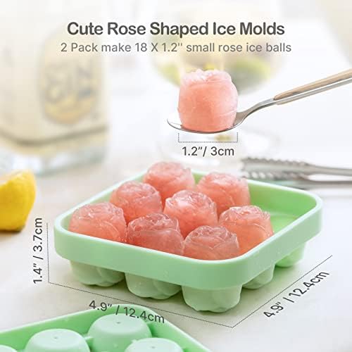 MEETRUE Rose Ice Cube Tray, Rose Shaped Silicone Ice Mold Making 9 x 1.2'' Ice Cubes for the Freezer, Novelty Drink Tray for Chilled Cocktails Juice Drink