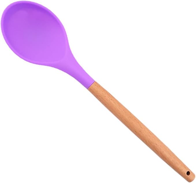 1pc Purple Silicone Solid Spoons for Cooking Heat Resistant Cooking Utensils Mixing Serving Spoons for Kitchen Cooking Baking Stirring Mixing Tools