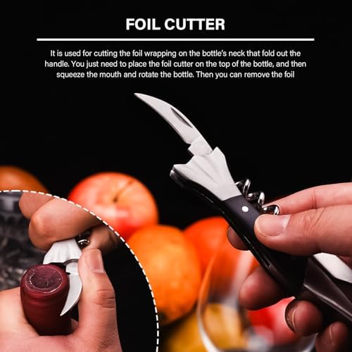 Corkscrew Bottle Opener, Stainless Steel Red Wine Opener Waiter Corkscrew Wine Openers with Foil Cutter for Bar, Restaurant, Parties Bartenders