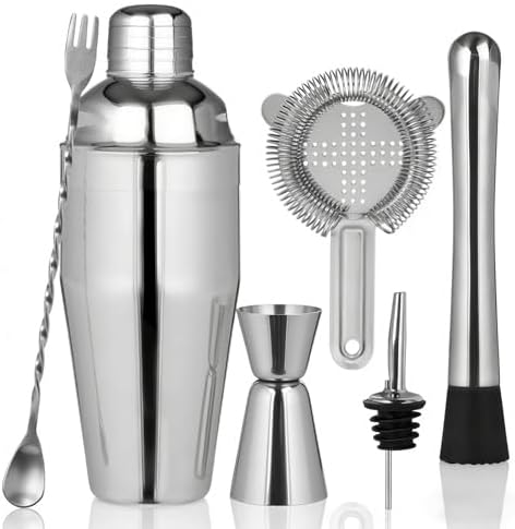6-Piece Cocktail Shaker Set Bartender Kit Drink Shaker Bar Set