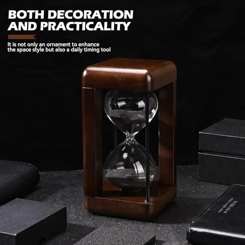 Hourglass Timer 60 Minute,Large Premium Walnut Sand Timer,Decor for Home, Desk,Office, Wedding Decor (Black)