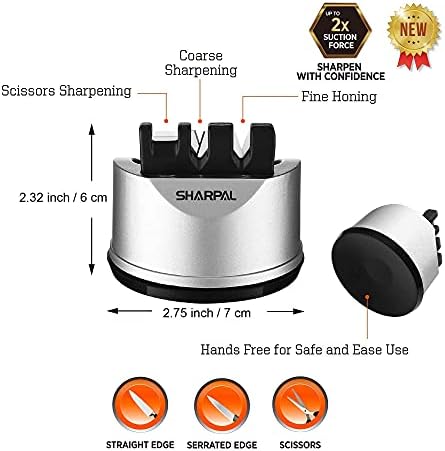 SHARPAL 191H Pocket Kitchen Chef Knife Scissors Sharpener with SHARPAL 103N Knife Garden Tool Lawn Mower Blade Axe Hatchet Machete Scissors Sharpener