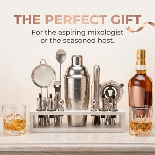 Mixology Bartender kit | 31 Piece Professional Bartender Set by Mixthology - bar Tools, Accessories, and bar Sets for The Home by Bartenders. Gift The Perfect Cocktail Shaker