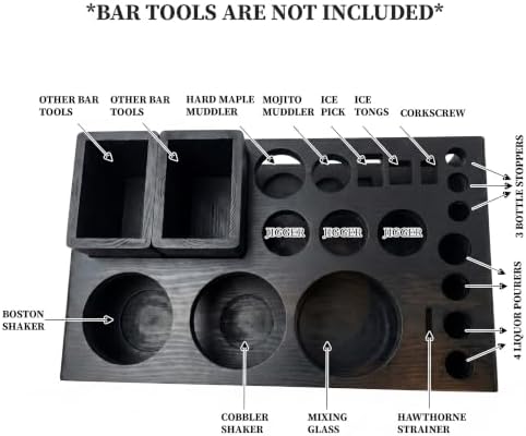 Barillio Black Bamboo Stand for Bartender Kit Storage (Bar Tools are Not Included) | Cocktail Shaker Set Wood Holder | Perfect Match with Barillio Complete Bar Tool Set