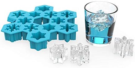 TrueZoo Snowflake Silicone Ice Cube Tray, Flexible Ice Mold for Whiskey, Cocktails, Jello Shots, Chocolates, Desserts, Crafts, Frozen Treats, Kitchen & Home Bar Gifts, Set of 1, Blue