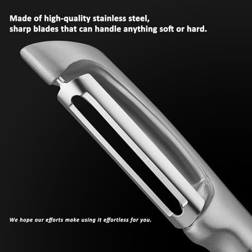 KULUNER I-Type Vegetable Peeler, Silver Chrome Finish, 304 Stainless Steel Blade, Ultra Sharp Potato Peeler for Apples, Carrots, Heavy Duty Kitchen Peeler