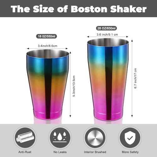 Sabary 6 Pcs Shakers Bartending Boston Cocktail Shaker, Gradient Color
