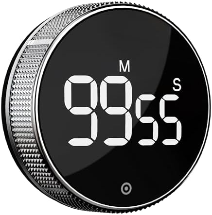 BlueSnail Kitchen Timer with LED Digital Display Smart Efficana for Home Classroom Gym Office, Volume and Brightness Adjustable Productivity Timer (Silvery)