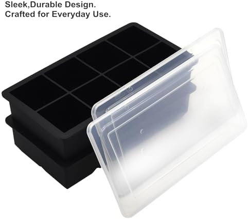 Bangp Large Ice Cube Tray for Whiskey,2 Pack,16 Slow-melting 2"Square Cubes