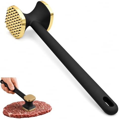 Meat Tenderiser Hammer, Heavy Duty Meat Mallet with Dual-Sided Hammer, Non-Slip Ergonomic Grip for Steak, Chicken, Beef, Pork & Fish, Metal Meat Tenderizer Tool for Kitchen & BBQ