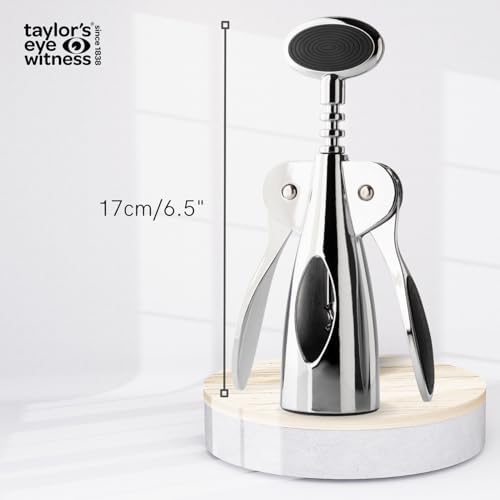Spiral Corkscrew Wine Bottle Opener- by Taylors Eye Witness, Easy to Use, Guaranteed to Cleanly Remove Cork Without Tearing, Dishwasher Safe, Essential Kitchen Gadget for Wine Lovers, Chrome