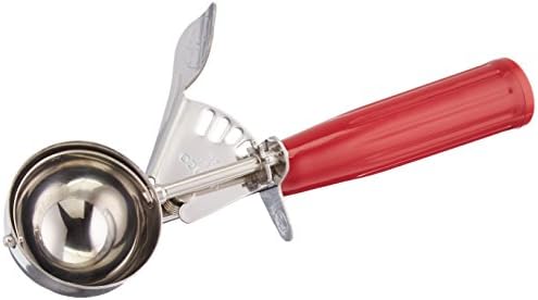 Winco No.24 Ice Cream Disher with Plastic Handle, Size 24, 1 3/4 oz capacity, Red, Stainess Steel