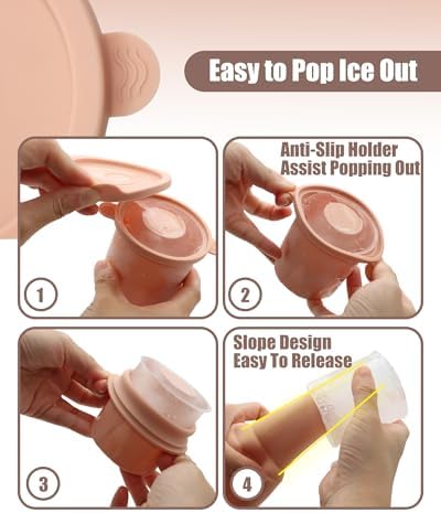 Ice Molds for Owala 24-40oz, Set of 3, Food-Grade Soft Silicone, No White Residue, Easy to Release, Straw Placement Compatible with Owala FreeSip, Keeps Drinks Cold Longer (Pink)