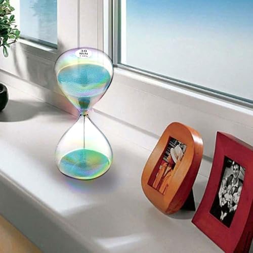 SuLiao Sand Timer 30 Minute Hourglass,Turquoise Sand Clock,Large Sand Watch 30 Min,Colorful Biloba Puff Minimalist Hour Glass Sandglass for Home,Desk,Office Decorative
