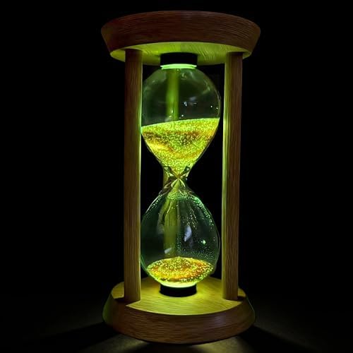 PROLOSO Wooden Sand Timers 1 Minute Countdown Hourglass Glow in The Dark Sandglass Sand Clock for Toothbrush Timer Games Classroom Home Office