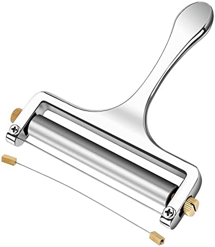 TOPULORS Cheese Slicer Stainless Steel Wire Cheese Cutter Slicer for Mozzarella, Cheddar, Gouda, And More Block Cheese - Heavy Duty Slicer With Extra Replacement Cutting Wir