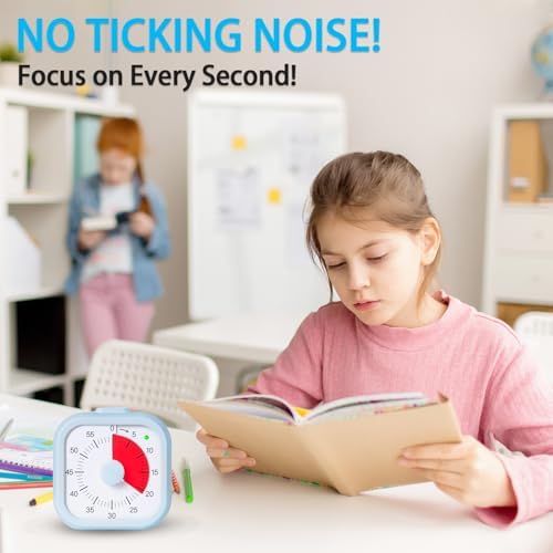 Visual Timer for Kids 60 Minute Countdown Timer Silent Operation for Classroom Study Office Kitchen Kids Timer Teaching (Blue)