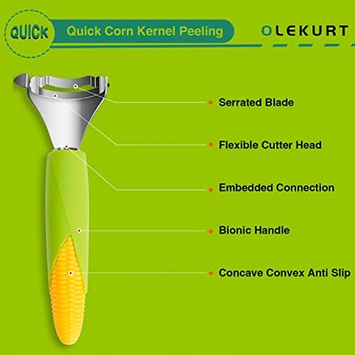Corn Shaped Corn Stripper, Corn Peeler for Corn on the Cob Remover Tool, Corn Thresher with Good Grips (Green-yellow)…