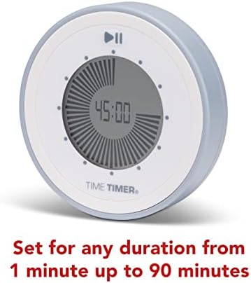 Time Timer Twist 90-Minute Digital Countdown Clock — for Kids Classroom Learning, Homeschool Study Tool, Teachers Desk Clock, Exercise and Kitchen Timer (Pale Shale)