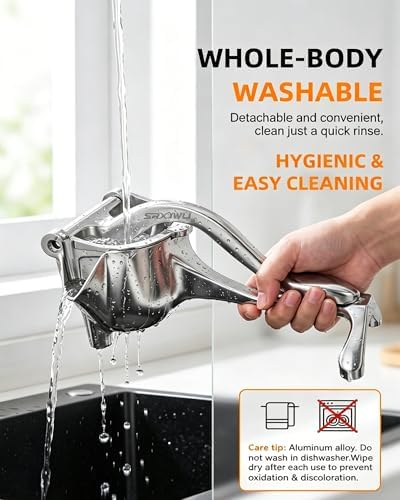 Hand Juicer Lemon Squeezer Press Manual Fruit Juice Metal Handheld Stainless Steel Cast Iron Citrus Ergonomic Tool Extractor Heavy Duty Large Capacity Effort Saving Easy Clean Kitchen Gadget