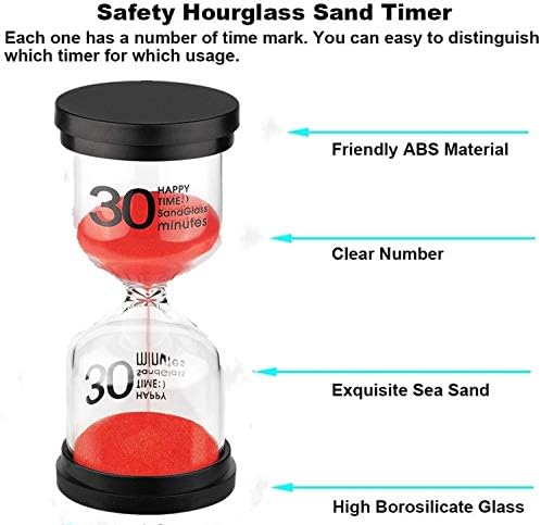SuLiao Hourglass 30 Minute Sand Timers: Large Colored Red Sand Clock, Reloj De Arena 30 Minutos, Plastic Hour Glass Sandglass for Kids, Games, Classroom, Kitchen, Decor