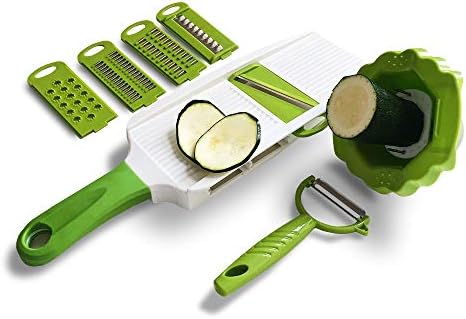 5 In 1 Handheld Vegetable Slicer & Grater - With Mandolin Blade & Peeler, All-in-one, Shredder, Grater, Zester and More - From Jean Patrique