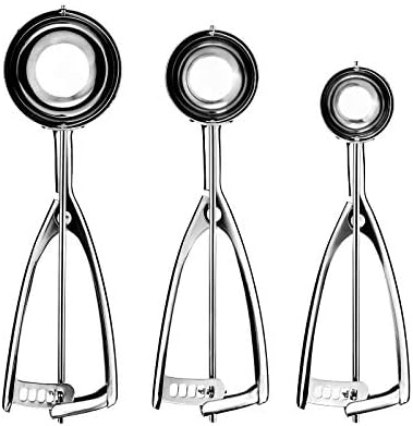 Cookie Scoop for Baking Set of 3 - Ice Cream Scoop Stainless Steel - Cookie Dough Scoop Melon Baller Baking Cupcake