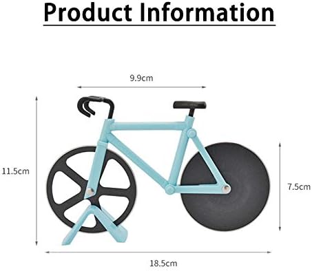 Bicycle Pizza Cutter Wheel Non-stick Dual Cutting Wheels Stainless Steel Bike Pizza Slicer with a Stand for Pizza Lovers Kitchen Gadget?Blue?
