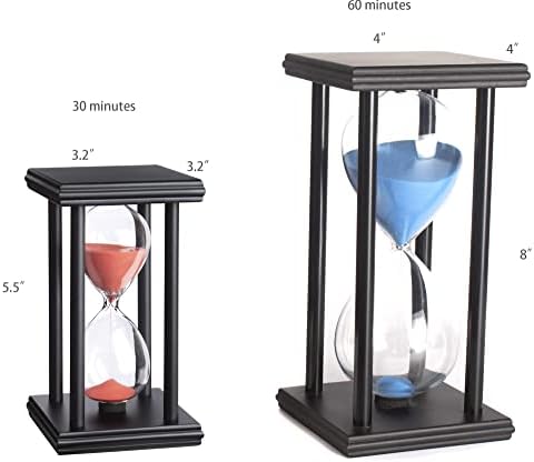 hourglas Sand Timer 30/60 Minutes Desktop Decorations Reloj de Arena ampulheta Sandglass (Black Sand,5.5 * 3.2 * 3.2inch,30min)
