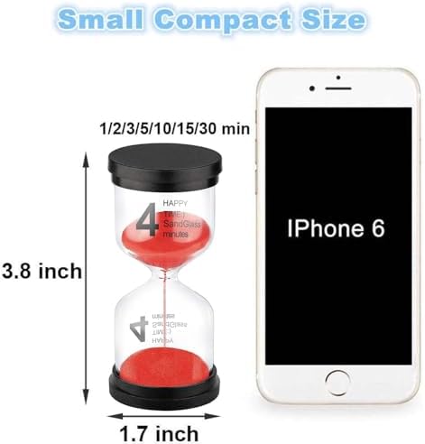 SuLiao Hourglass 4 Minute Sand Timer, Red Sand Clock, Plastic SandWatch Five Min, Small Reloj De Arena 4 Minutos, Colorful Hour Glass Sandglass, Games, Classroom, Kitchen, Decoration