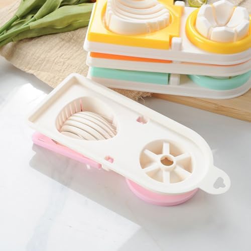 PRETYZOOM Multifunction Egg Cutter with Stainless Steel Wires 3 Slice Modes Hard Boiled Egg Slicer and Peeler Kitchen Gadget for Fruit and Vegetable Cutting 8-Inch Compact Design
