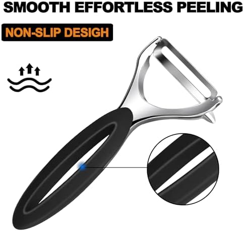 Potato Peeler Set, 2 Pack Y Peeler & Straight Peeler, Upgraded Ergonomic Easy-Grip Handle, Ultra Sharp Stainless Steel Vegetable Peelers for Carrots, Apples, Cucumbers