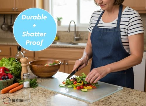 Large Acrylic Cutting Board, 16x10 Inch Non Slip Rubber Feet, Clear Pebble