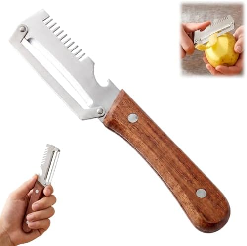 Multi-Functional Vegetable Peeler for Kitchen, Ultra-Sharp Stainless Steel Blade with Wooden Handle and Bottle Opener, For Fruits and vegetables (1 Pcs)