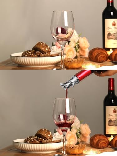Animal Wine Pourer Spout, Drip Free Bottle Pourer & Stopper for Wine and Liquor Bottles, Funny Gift for Men, Dad, Hostess and Housewarming, Bar Cart Accessory for Holiday Party Decor, Multiple Animal