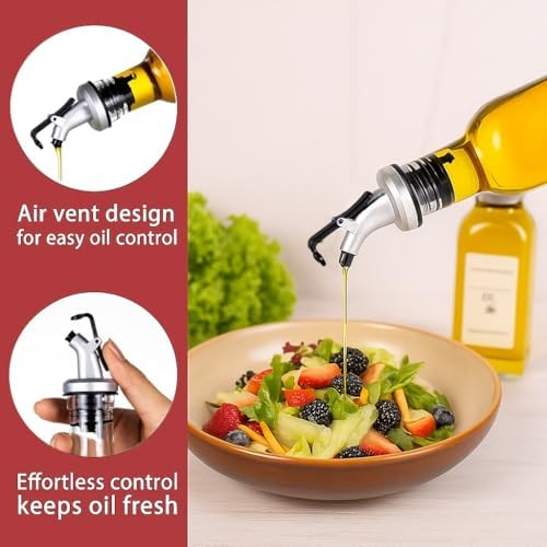 6 Oz Oil and Vinegar Bottle Cruet Set with Wire Caddy – 2 Pack Glass Dispenser Bottles (No-Drip Spout)