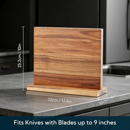 KITCHENDAO Acacia Wood Magnetic Knife Block