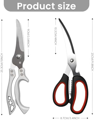 Heavy-Duty Stainless Steel Kitchen Poultry Scissors and BBQ scissors for bone, meat, chicken, fish, turkey, and vegetables; spring-loaded, multi-functional, ultra-sharp