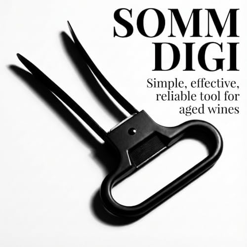 Sommelier Ah-So Wine Opener with Corkscrew & Gift Wine Disc – Two-Prong Cork Puller for Aged Wines, Crumb-Free Cork Removal.