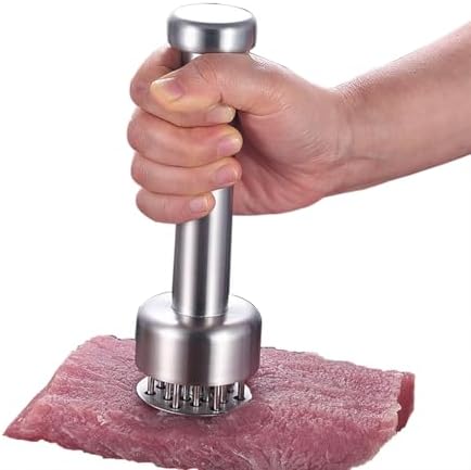 Stainless Steel Meat Tenderizer, Needle Ultra Sharp 21 Blades Meat Tenderizer Tool,Compact Cooking Tool for Meat Piercing, Tenderizing Steak, Beef, Chicken, Pork, Barbecue, Small Meat Grinder