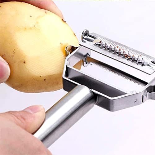 4 in1 Stainless Steel Dual Blade Vegetable Peeler - Commercial Grade Julienne Cutter, Slicer, Shredder, Scraper - Fruit, Potatoes, Carrot, Cucumber - Kitchen, Home Staple - Perfect Housewarming Gift