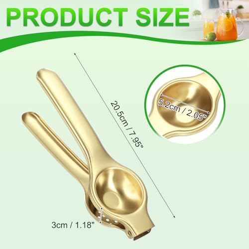 uxcell Metal Lemon Squeezer, Stainless Steel Citrus Fruit Juicer Handheld Lemon Juicer Squeezer Manual Press Professional Hand Kitchen Tool for Lemon Citrus Juicing, Yellow