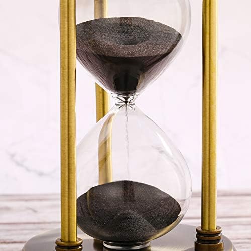 SuLiao 2 Minute Sand Timer Hourglass, Antique Metal Black Sand Clock, Antiguo Reloj De Arena 2 Minuto, Brass Sand Watch 2 Min, Small Unique Hour Glass Sandglass for Toothbrush, Office, Desk Decorative