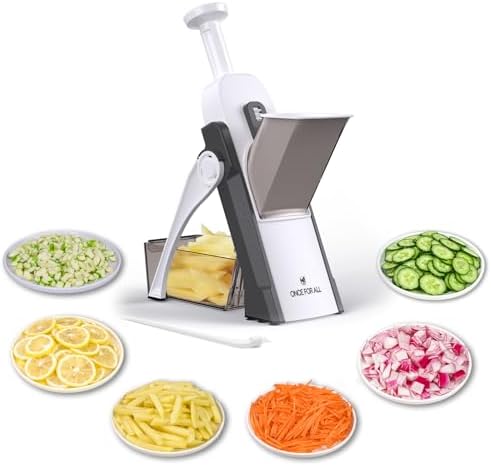 ONCE FOR ALL Upgrade Safe Mandoline Slicer Plus, Adjustable Vegetable Slicer DarkGray