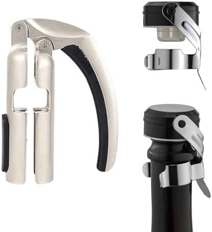 Imbibe & Indulge - Champagne Opener Tool and 2 Sparkling Wine Stopper - Zinc Alloy Champagne Opener, Ergonomic Lever Design + 2 Airtight Stoppers - Sparkling Wine Bottle Stopper, Champagne Accessories