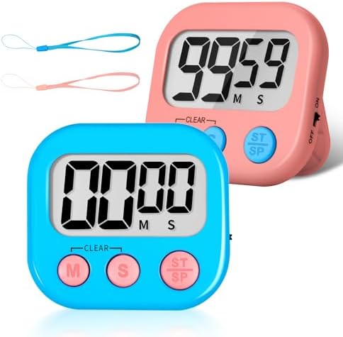 ZILLEEN Classroom Timer for Kids Teachers 2 Pack Digital Timers Blue Pink