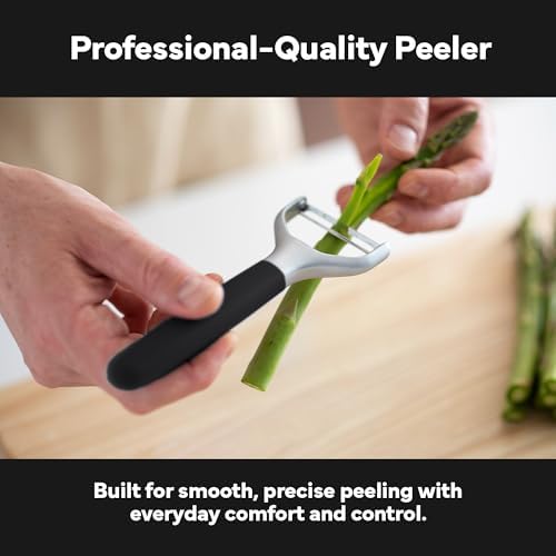 Misen Stainless Steel Vegetable Peeler - Dishwasher Safe Y Peeler - Easy to Use with Potatoes, Cabbage, Carrots, and More - Progessional Grade Kitchen Tool - Black
